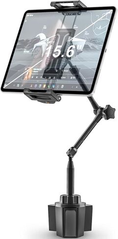 woleyi Tablet Holder for Car Cup Holder, [Full Motion Swivel 19.7" Height] Metal Tablet Car Mount for Truck, for iPad Pro Air Mini, Galaxy Tab, Z Fold, Fire, iPhone, 6-15.6" Devices, Cars Trucks SUVs in Saudi Arabia