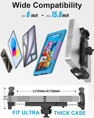 woleyi Tablet Holder for Car Cup Holder, [Full Motion Swivel 19.7" Height] Metal Tablet Car Mount for Truck, for iPad Pro Air Mini, Galaxy Tab, Z Fold, Fire, iPhone, 6-15.6" Devices, Cars Trucks SUVs in Saudi Arabia
