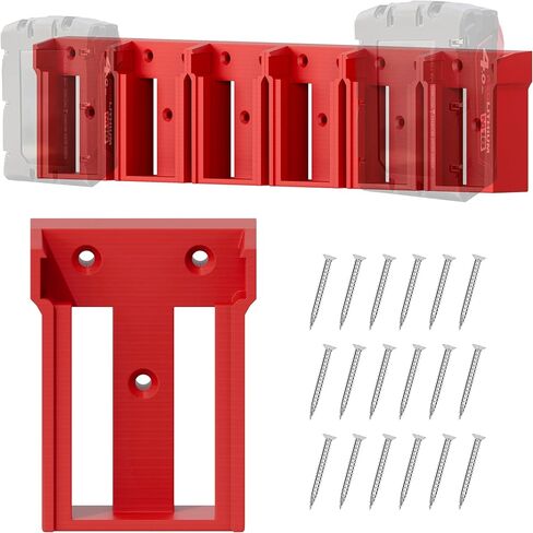 حامل بطارية SWER 6 عبوات M18، متوافق مع Milwaukee M18، حامل أدوات تخزين البطارية على الحائط، أحمر in Kuwait
