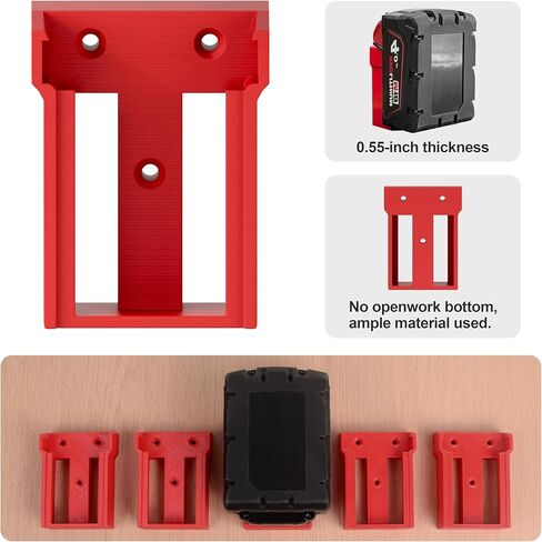 حامل بطارية SWER 6 عبوات M18، متوافق مع Milwaukee M18، حامل أدوات تخزين البطارية على الحائط، أحمر in Kuwait