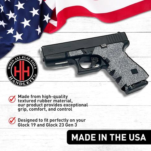 Handleitgrips Gun Grip Wrap Tape, Non-Slip, Adhesive Style, Do It Yourself, Easy Installation, Accessories, Compatible with Glock 19/23 Gen 5 Extreme Edition Sandpaper, Veteran Owned, Made in The USA in Saudi Arabia