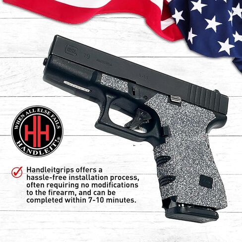 Handleitgrips Gun Grip Wrap Tape, Non-Slip, Adhesive Style, Do It Yourself, Easy Installation, Accessories, Compatible with Glock 19/23 Gen 5 Extreme Edition Sandpaper, Veteran Owned, Made in The USA in Saudi Arabia