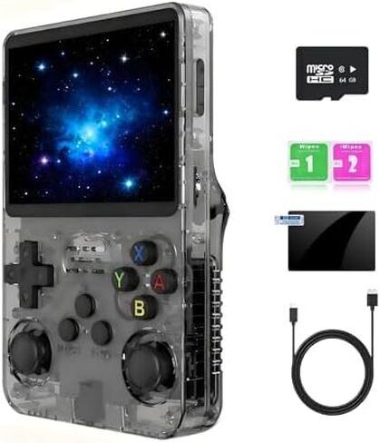 Portable Retro Handheld Game Console, 20000+ Games, 64GB Storage, 3.5 Inch IPS Screen(Black) in Kuwait