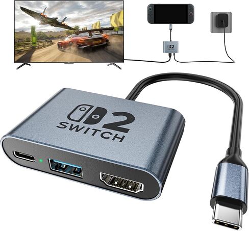 Switch 2 Dock,Portable USB C Docking Station with 4K@120Hz/PD 100W/1000M Ethernet/2 USB 3.0 Port,Aluminum Alloy Travel TV Dock for Switch/Steam Deck/ROG Xbox Ally X/Legion Go 1/2/S in Saudi Arabia