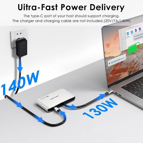 محطة إرساء 4 شاشات، محول WAVLINK رباعي الشاشات لأنظمة macOS M1/M2/M3/M4، مدخل PD بقدرة 140 وات، 4 HDMI، مخرج 4K رباعي، مشغل SMI ومضيف USB3.2 Gen 2 مطلوب in Saudi Arabia