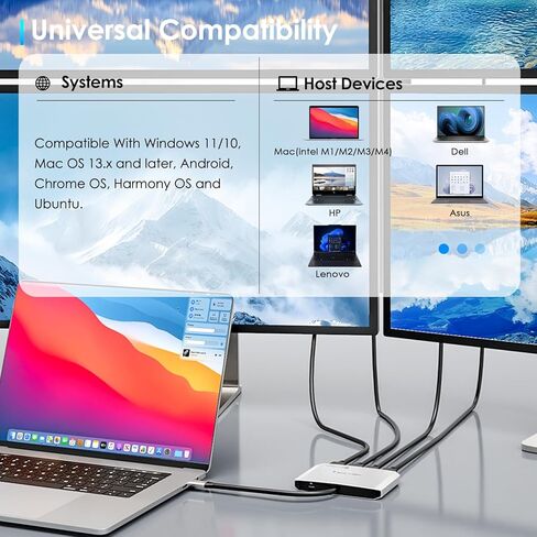 محطة إرساء 4 شاشات، محول WAVLINK رباعي الشاشات لأنظمة macOS M1/M2/M3/M4، مدخل PD بقدرة 140 وات، 4 HDMI، مخرج 4K رباعي، مشغل SMI ومضيف USB3.2 Gen 2 مطلوب in Saudi Arabia