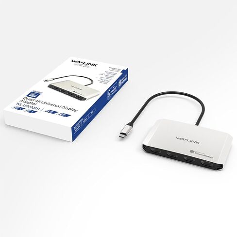 محطة إرساء 4 شاشات، محول WAVLINK رباعي الشاشات لأنظمة macOS M1/M2/M3/M4، مدخل PD بقدرة 140 وات، 4 HDMI، مخرج 4K رباعي، مشغل SMI ومضيف USB3.2 Gen 2 مطلوب in Saudi Arabia