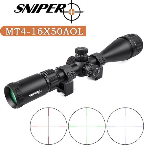 SNIPER Rifle Scope 4-16X50 AOL Hunting Rifle Scope/Red, Green Illuminated Mil Dot Reticle/Fully Multi-Coated Lens/Adjustable Objective (MT4-16x50AOL) in Saudi Arabia