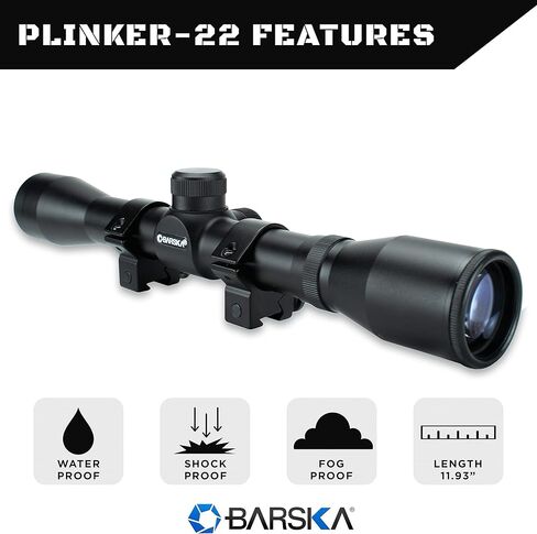 Barska Crosshair Reticle Rifle Scope for .22 Plinking & Rimfire Rifles - Optimal Precision with Rings for Shooting, Hunting, Target Practice in Saudi Arabia