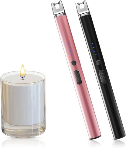 ولاعة شموع بلازما قابلة لإعادة الشحن بمنفذ USB C مكونة من 3 قطع، ولاعة قوس مقاومة للرياح مع قفل أمان للشموع، وإشعال النار، ومواقد الغاز، ومجموعة الهدايا تتضمن الأسود والذهبي الوردي والكروم المصقول in Kuwait