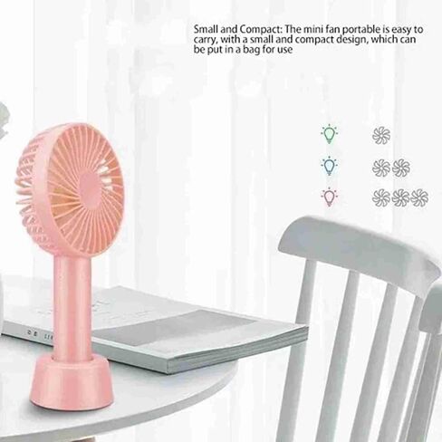 Pilipane 3 Regulable Wind Speed USB Rechargeable Portable Ergonomic Handle Fan for Home Camping Travel Peach , Handheld Fan , Mini Portable Fan for Indoor Outdoor in Saudi Arabia