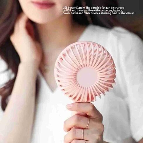 Pilipane 3 Regulable Wind Speed USB Rechargeable Portable Ergonomic Handle Fan for Home Camping Travel Peach , Handheld Fan , Mini Portable Fan for Indoor Outdoor in Saudi Arabia