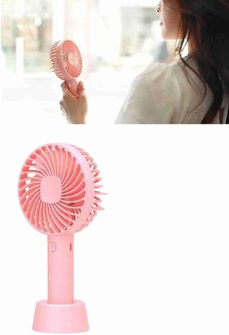 Pilipane 3 Regulable Wind Speed USB Rechargeable Portable Ergonomic Handle Fan for Home Camping Travel Peach , Handheld Fan , Mini Portable Fan for Indoor Outdoor in Saudi Arabia