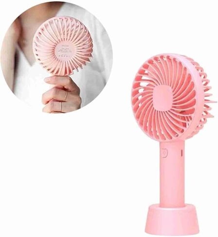 Pilipane 3 Regulable Wind Speed USB Rechargeable Portable Ergonomic Handle Fan for Home Camping Travel Peach , Handheld Fan , Mini Portable Fan for Indoor Outdoor in Saudi Arabia