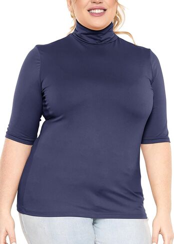Women's Plus Size Warm Short Sleeve Turtleneck Top | Ultra Soft | Adult XL to 5X in Saudi Arabia