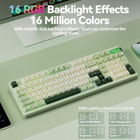 LEOBOG A98 Wireless Mechanical Keyboard and Mouse Combo, RGB Backlit Rechargeable 8000mAh Battery, Creamy Keyboard with Number Pad+ 2400DPI Mice, Programmable Keyboard Mouse with Software for PC Gamer in Kuwait