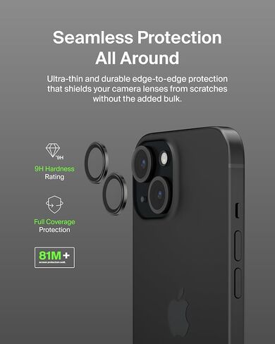 Belkin ScreenForce TemperedGlass Camera Lens Protector for Apple iPhone 15, 15 Plus - Case-Compatible Tempered Glass Lens Cover, Apple iPhone Accessories - 2-pack in Saudi Arabia