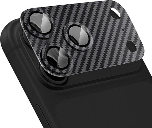واقي عدسة الكاميرا من ألياف الكربون لهاتف iPhone 17 Pro Max، غطاء زجاجي مقوى 9H+، [مقاوم للكسر من الدرجة العسكرية 12 قدم] [تصوير بدون عائق] [صديق للحافظة] - أسود in Kuwait