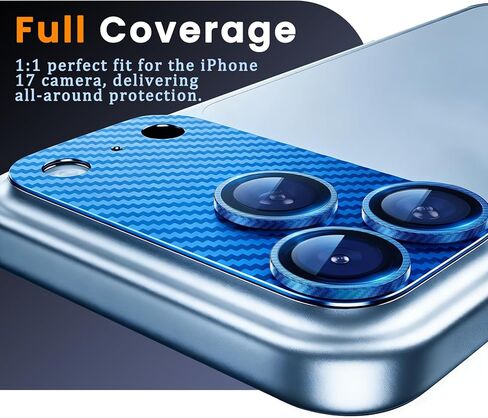 واقي عدسة الكاميرا من ألياف الكربون لهاتف iPhone 17 Pro Max، غطاء زجاجي مقوى 9H+، [مقاوم للكسر من الدرجة العسكرية 12 قدم] [تصوير بدون عائق] [صديق للحافظة] - أسود in Kuwait