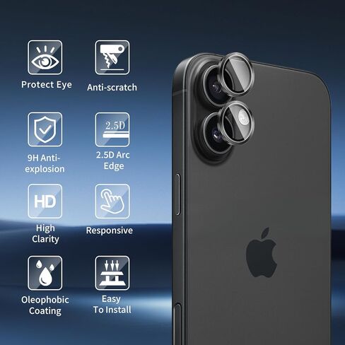 4 Pack Camera Lens Protector Compatible for iPhone 17, 9H Hardness Tempered Glass Film，Night Shooting Mode,Scratch-Resistant，Anti-fingerprint in Saudi Arabia