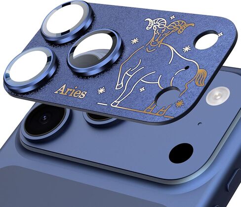 Compatible for iPhone 17 Pro Max Camera Lens Protector, Aries Pattern, Drop Protection, Anti Scratch Full-Coverage, AR 360-Degree Protection, Camera Transmfttance HD, Easy Installation, Dark Blue in Saudi Arabia