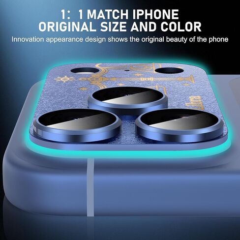 Compatible for iPhone 17 Pro Max Camera Lens Protector, Aries Pattern, Drop Protection, Anti Scratch Full-Coverage, AR 360-Degree Protection, Camera Transmfttance HD, Easy Installation, Dark Blue in Saudi Arabia