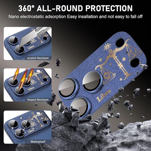 Compatible for iPhone 17 Pro Max Camera Lens Protector, Aries Pattern, Drop Protection, Anti Scratch Full-Coverage, AR 360-Degree Protection, Camera Transmfttance HD, Easy Installation, Dark Blue in Saudi Arabia