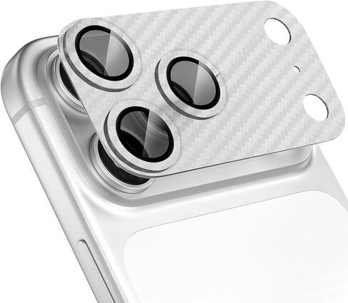 واقي عدسة الكاميرا من ألياف الكربون لهاتف iPhone 17 Pro Max، غطاء زجاجي مقوى 9H+، [مقاوم للكسر من الدرجة العسكرية 12 قدم] [تصوير بدون عائق] [صديق للحافظة] - أسود in Kuwait