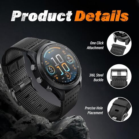 Rugged Nylon Watch Bands Compatible with Garmin Vivoactive 3/5/6, 20mm Quick Release Watch Band for Garmin Forerunner 165/245/55 in Saudi Arabia