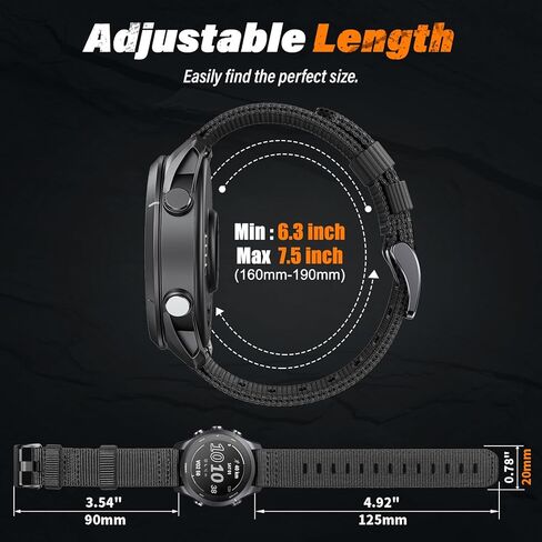 Rugged Nylon Watch Bands Compatible with Garmin Vivoactive 3/5/6, 20mm Quick Release Watch Band for Garmin Forerunner 165/245/55 in Saudi Arabia