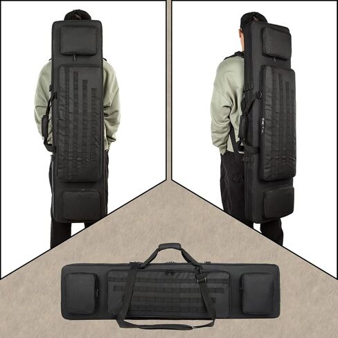 Double Long Rifle Case Pistol Gun Bag with Bullet Shoulder Strap Carrying Handgun R ifle Case for Hunting Shooting in Saudi Arabia