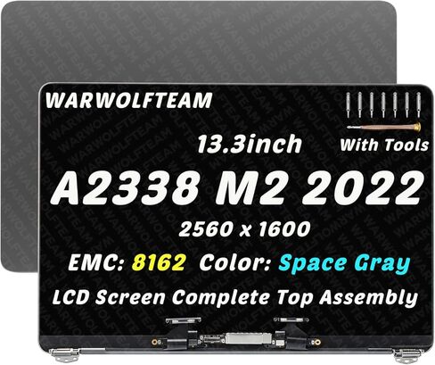 13.3 بوصة متوافق مع MacBook Pro A2338 M2 2022 EMC 8162 661-12830 661-12829 MNEH3 MNEJ3 MNEP3 MNEQ3 2560 x 1600 LCD LED مجموعة بديلة كاملة (رمادي فضائي) in Saudi Arabia