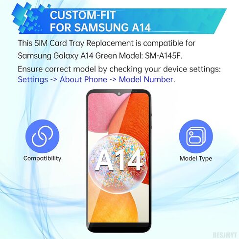 لهاتف Samsung Galaxy A14 Sim Card Tray (إصدار SIM واحد) محول حامل فتحة صينية البطاقة الخضراء مع قاذف إبرة لـ A14 SM-A145F in Saudi Arabia
