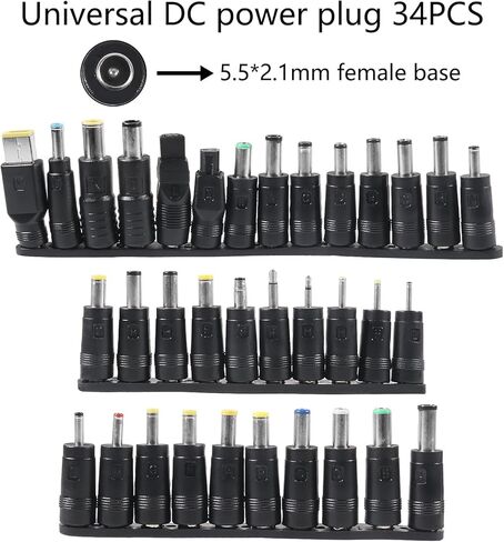 34PCS DC Connectors Plug Kit Universal DC Plug Connectors 5.5mm x 2.1mm Connectors Kit for Laptop in Saudi Arabia