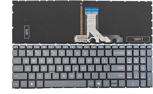 لوحة مفاتيح رمادية بديلة بإضاءة خلفية لجهاز HP Pavilion 16-AF 16-AF000NR 16-AF0008CA 16-AF0063CL 16-AF0065CL 16-AF0075CL 16-AF0077NR 16-AF0093CL 16-AF0097NR 16-AF1013DX 16-AF1053CL 16-AF1063CL لاب توب in Kuwait