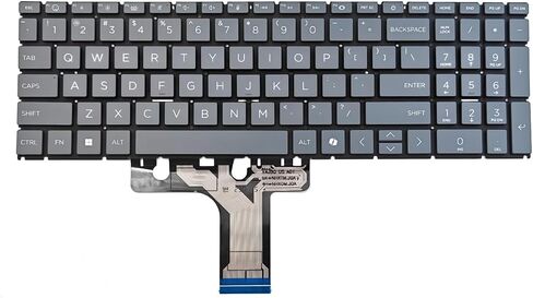 لوحة مفاتيح رمادية بديلة بإضاءة خلفية لجهاز HP Pavilion 16-AF 16-AF000NR 16-AF0008CA 16-AF0063CL 16-AF0065CL 16-AF0075CL 16-AF0077NR 16-AF0093CL 16-AF0097NR 16-AF1013DX 16-AF1053CL 16-AF1063CL لاب توب in Kuwait