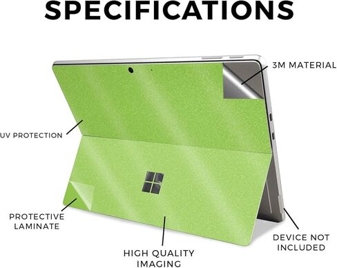 غلاف الكمبيوتر اللوحي اللامع اللامع المتوافق مع Microsoft Surface Pro 11 (2024-2025) - أخضر ليموني صلب - غطاء لاصق واقٍ من الفينيل 3M ممتاز - سهل الاستخدام | صُنع في الولايات المتحدة الأمريكية بواسطة MightySkins in Kuwait