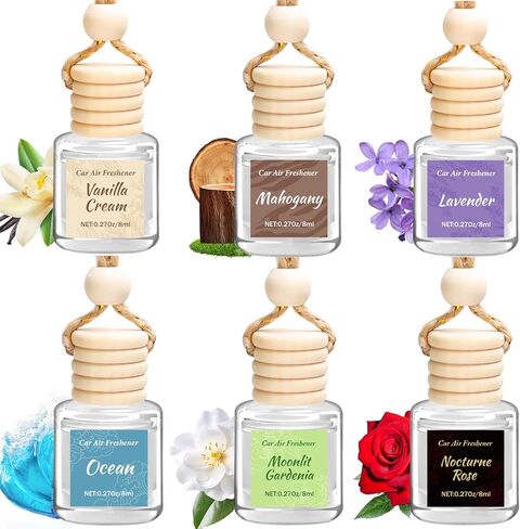 Hanging Car Air Freshener 6 Pack, Long Lasting Air Freshener Car Accessories for Women, Natural Plant Essential Oil Fragrance Diffuser, Cute Automotive Scents Decor Christmas Gift Unisex in Kuwait