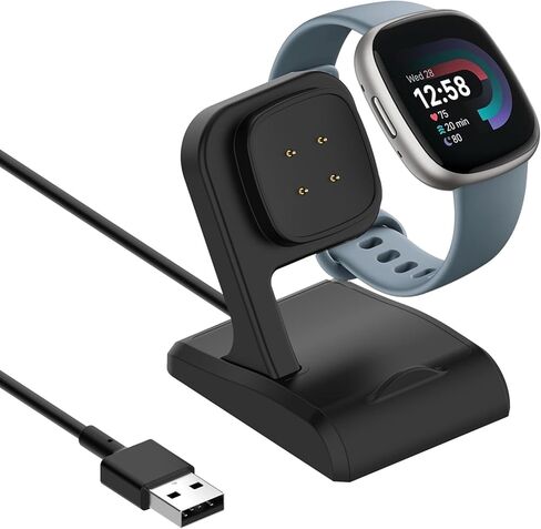 Charger for Fitbit Versa 4/3, Sense 2/1, Smart Watch Charging Stand Dock with 3.3ft USB Cable Cord in Saudi Arabia