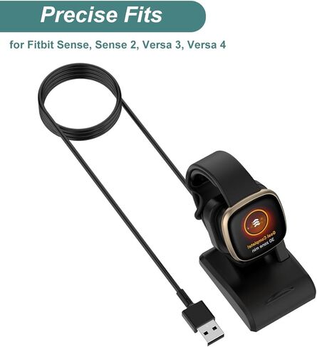 Charger for Fitbit Versa 4/3, Sense 2/1, Smart Watch Charging Stand Dock with 3.3ft USB Cable Cord in Saudi Arabia