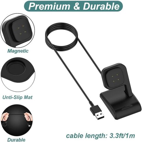 Charger for Fitbit Versa 4/3, Sense 2/1, Smart Watch Charging Stand Dock with 3.3ft USB Cable Cord in Saudi Arabia
