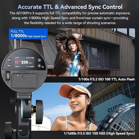 Flashpoint AD100 Pro II AD100Pro II AD100ProII XPLOR 100 Pro II R2 TTL Pocket Flash 100Ws Portable Wireless Strobe, HSS 1/8000s, Li-Ion Battery, 2.4GHz R2 System (Godox AD100Pro II) in Saudi Arabia