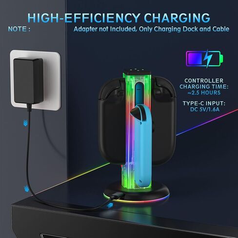 قاعدة شحن Vikye لجهاز NSwitch 2(2025)، قاعدة شحن مغناطيسية محمولة ثنائية الاتجاه مع 9 مصابيح RGB لملحقات NSwitch 2 in Saudi Arabia