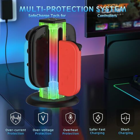 قاعدة شحن Vikye لجهاز NSwitch 2(2025)، قاعدة شحن مغناطيسية محمولة ثنائية الاتجاه مع 9 مصابيح RGB لملحقات NSwitch 2 in Saudi Arabia