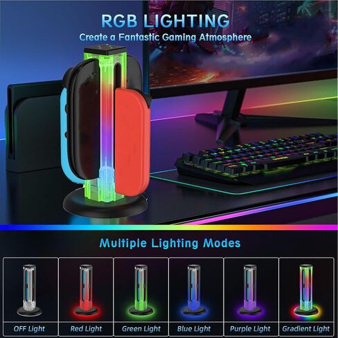 قاعدة شحن Vikye لجهاز NSwitch 2(2025)، قاعدة شحن مغناطيسية محمولة ثنائية الاتجاه مع 9 مصابيح RGB لملحقات NSwitch 2 in Saudi Arabia