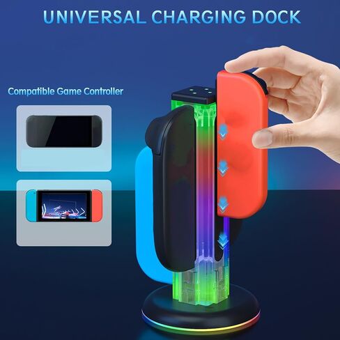 قاعدة شحن Vikye لجهاز NSwitch 2(2025)، قاعدة شحن مغناطيسية محمولة ثنائية الاتجاه مع 9 مصابيح RGB لملحقات NSwitch 2 in Saudi Arabia