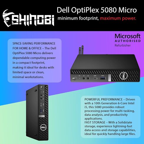 Dell OptiPlex 5080 Micro PC | Intel Core i5-10500T | 16GB RAM | 512GB NVMe | Windows 11 Pro | Built in AX210 WiFi 6E+BT 5.3 | Mini PC | Pc Monitor Mount (Renewed) in Saudi Arabia