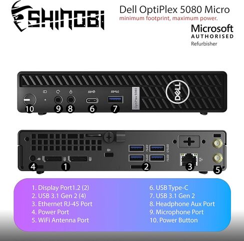 Dell OptiPlex 5080 Micro PC | Intel Core i5-10500T | 16GB RAM | 512GB NVMe | Windows 11 Pro | Built in AX210 WiFi 6E+BT 5.3 | Mini PC | Pc Monitor Mount (Renewed) in Saudi Arabia