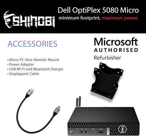 Dell OptiPlex 5080 Micro PC | Intel Core i5-10500T | 16GB RAM | 512GB NVMe | Windows 11 Pro | Built in AX210 WiFi 6E+BT 5.3 | Mini PC | Pc Monitor Mount (Renewed) in Saudi Arabia