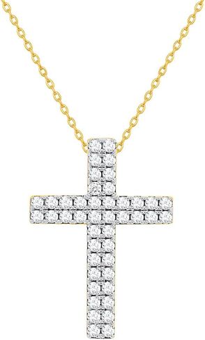 IGI Certified 1 Carat Lab Grown Diamond Cross Necklace (VS2-SI1 Clarity, F-G Color) Sterling Silver - 18 Inch Chain in Saudi Arabia